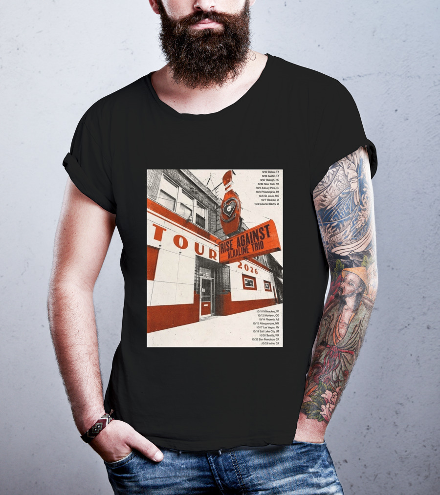 Rise Against Alkaline Trio Tour 2026 North America Dates Dallas Austin Chicago Seattle T-Shirt