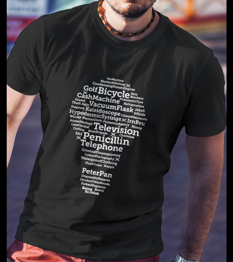 Scottish Inventions Telephone Penicillin Bike Vacuum Peter Pan Sherlock Holmes T-Shirt