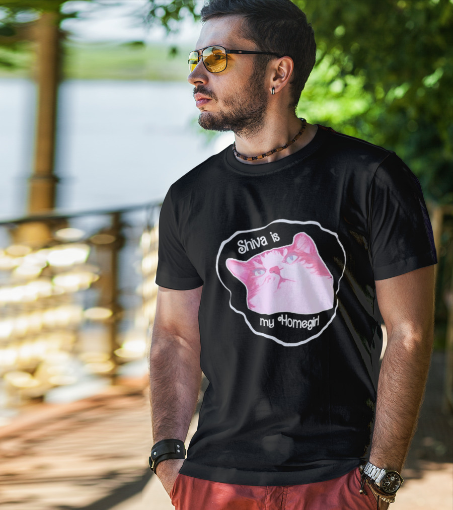 Shiva Is My Homegirl Pink Cat Face T-Shirt