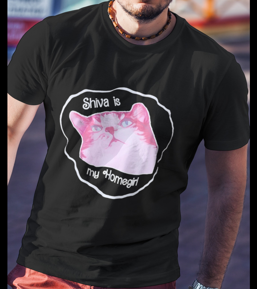Shiva Is My Homegirl Pink Cat Face T-Shirt