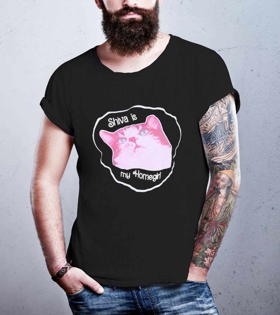 Shiva Is My Homegirl Pink Cat Face T-Shirt