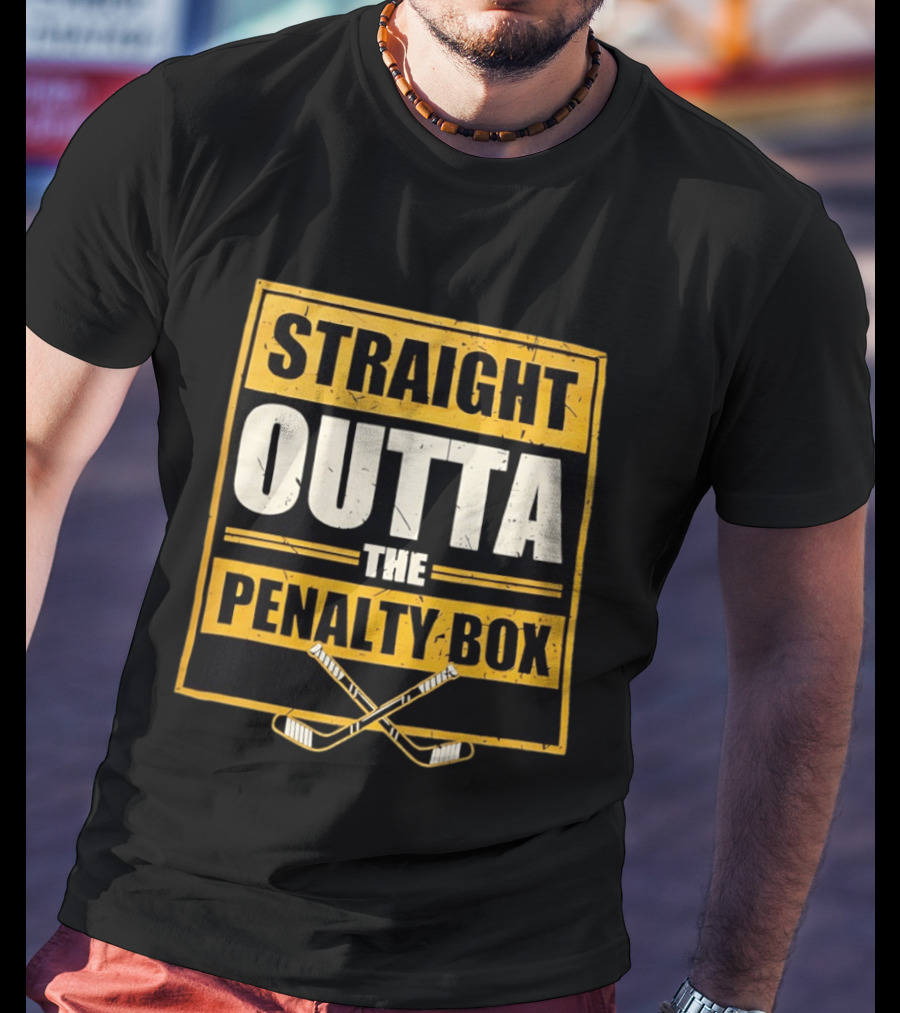 Straight Outta The Penalty Box Hockey Crossed Sticks T-Shirt