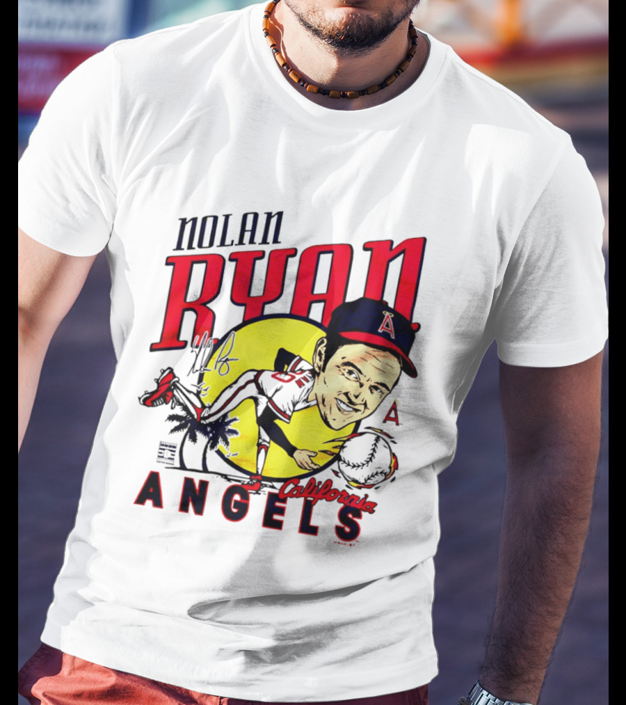 Nolan Ryan California Angels Caricature T-Shirt
