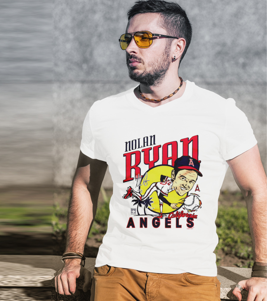 Nolan Ryan California Angels Caricature T-Shirt