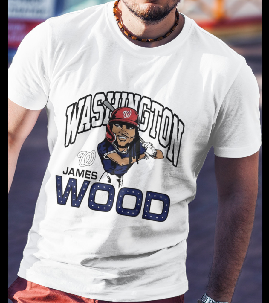 Washington Nationals James Wood MLB Baseball Caricature T-Shirt
