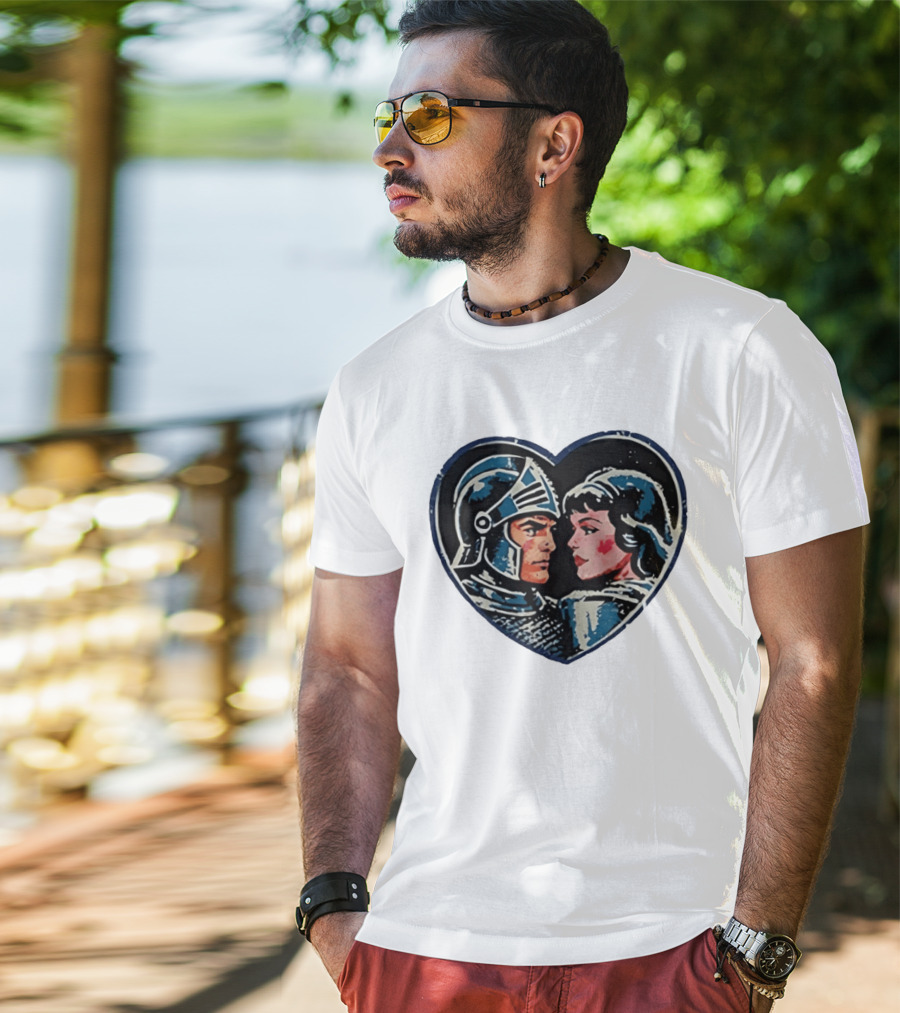 Couple Knight Medieval Dark Fantasy Heart Shape T-Shirt