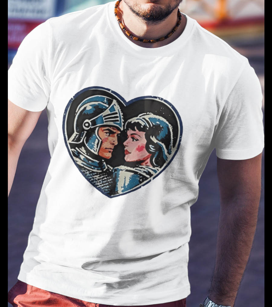 Couple Knight Medieval Dark Fantasy Heart Shape T-Shirt