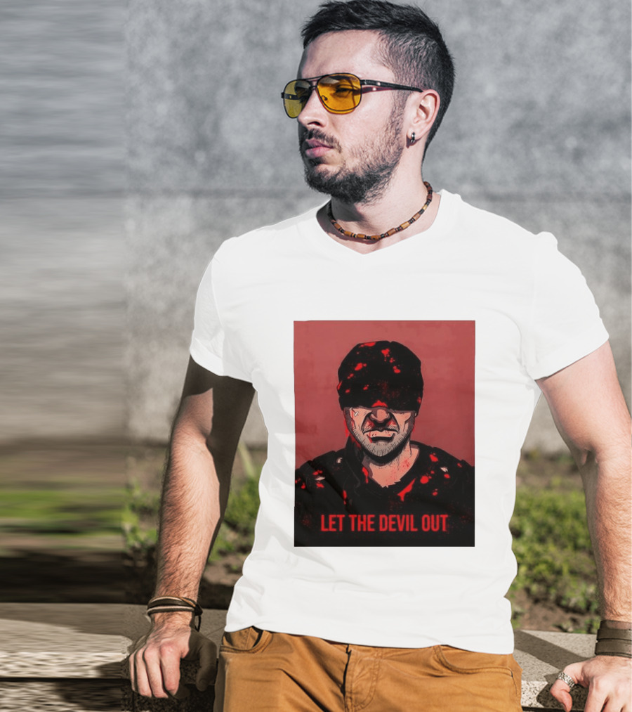 Daredevil Let The Devil Out Blindfolded Hero T-Shirt
