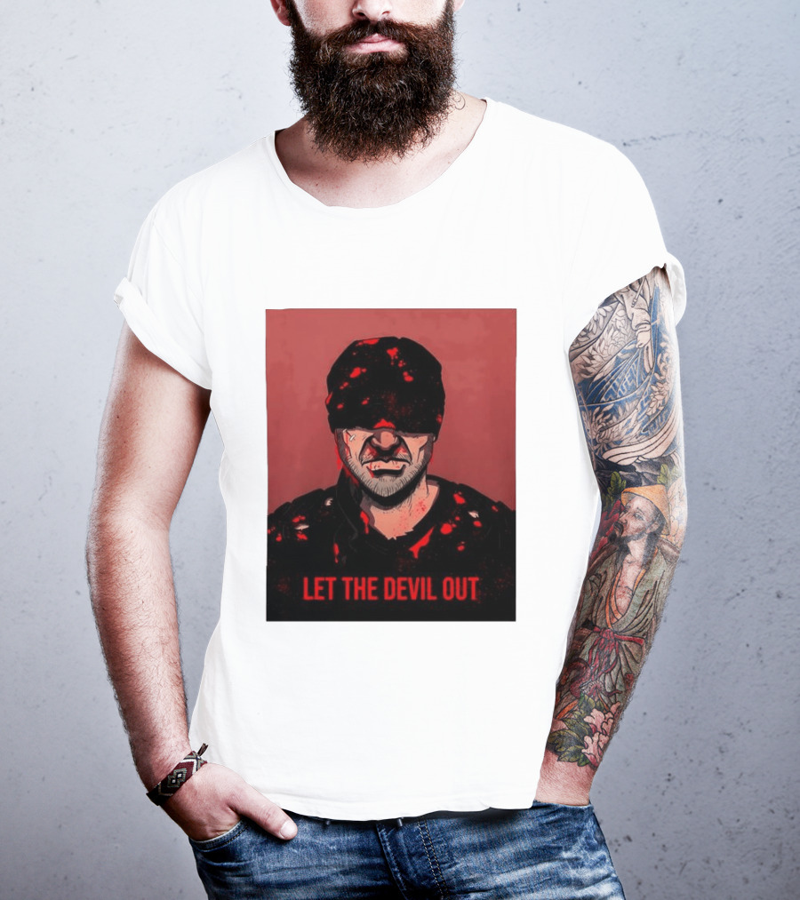 Daredevil Let The Devil Out Blindfolded Hero T-Shirt