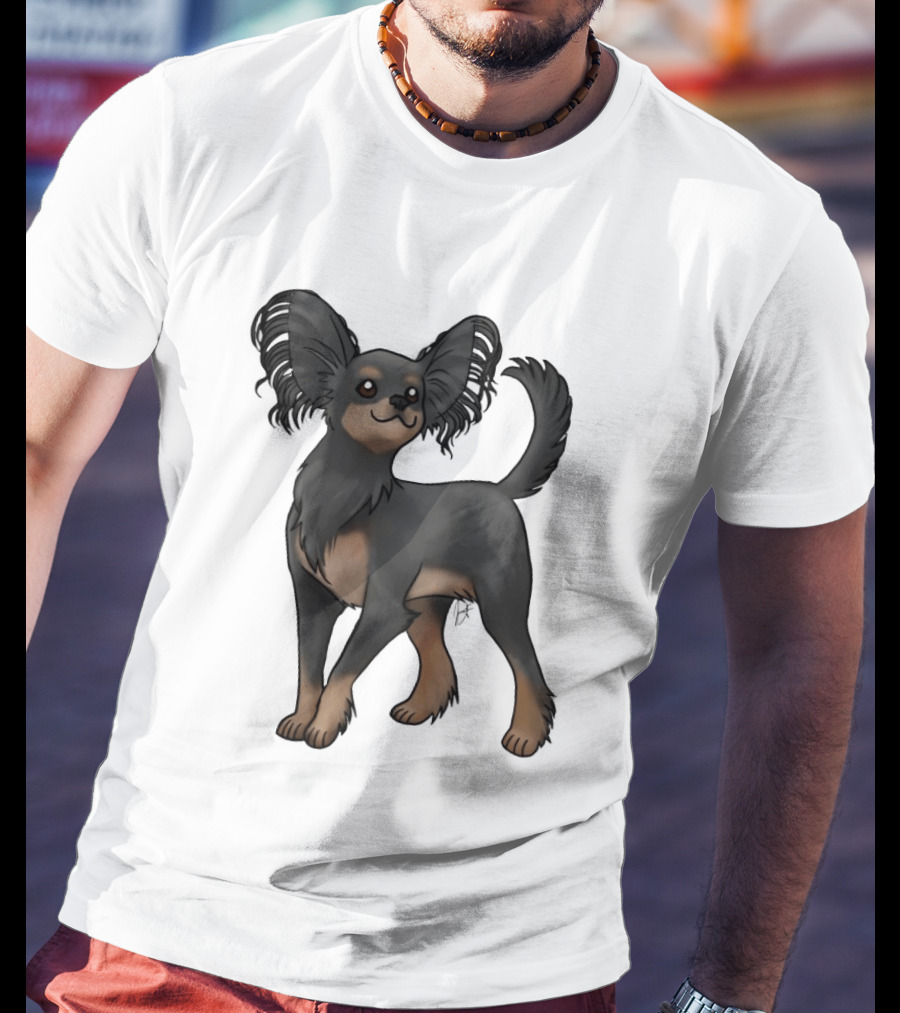 Russian Toy Dog Long Hair Black And Tan T-Shirt
