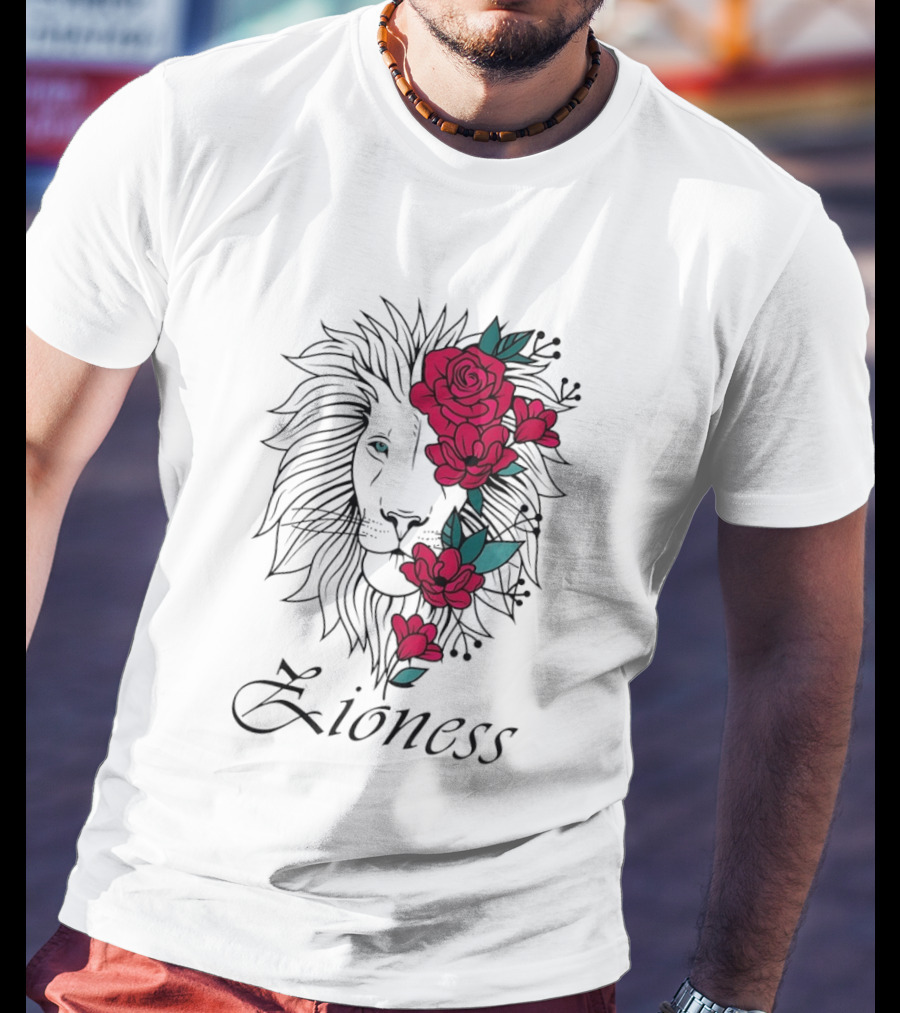 Lion Head Rose Lioness Zioness T-Shirt