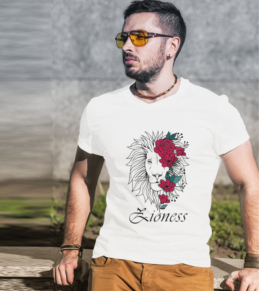 Lion Head Rose Lioness Zioness T-Shirt