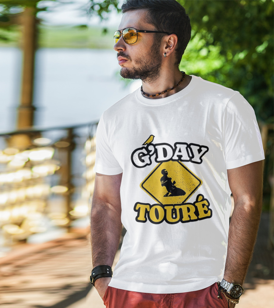 G'Day Toure Yellow Sign Kneeling Silhouette Bird T-Shirt