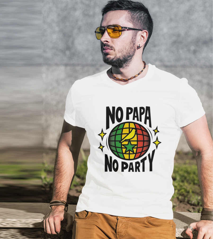 No Papa No Party Bird Star Globe Jamaican T-Shirt