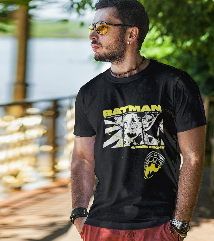 Batman Dark Knight Yellow Caped Crusader Montage T-Shirt