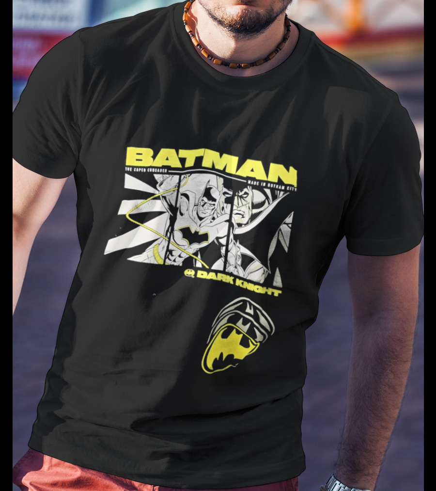 Batman Dark Knight Yellow Caped Crusader Montage T-Shirt