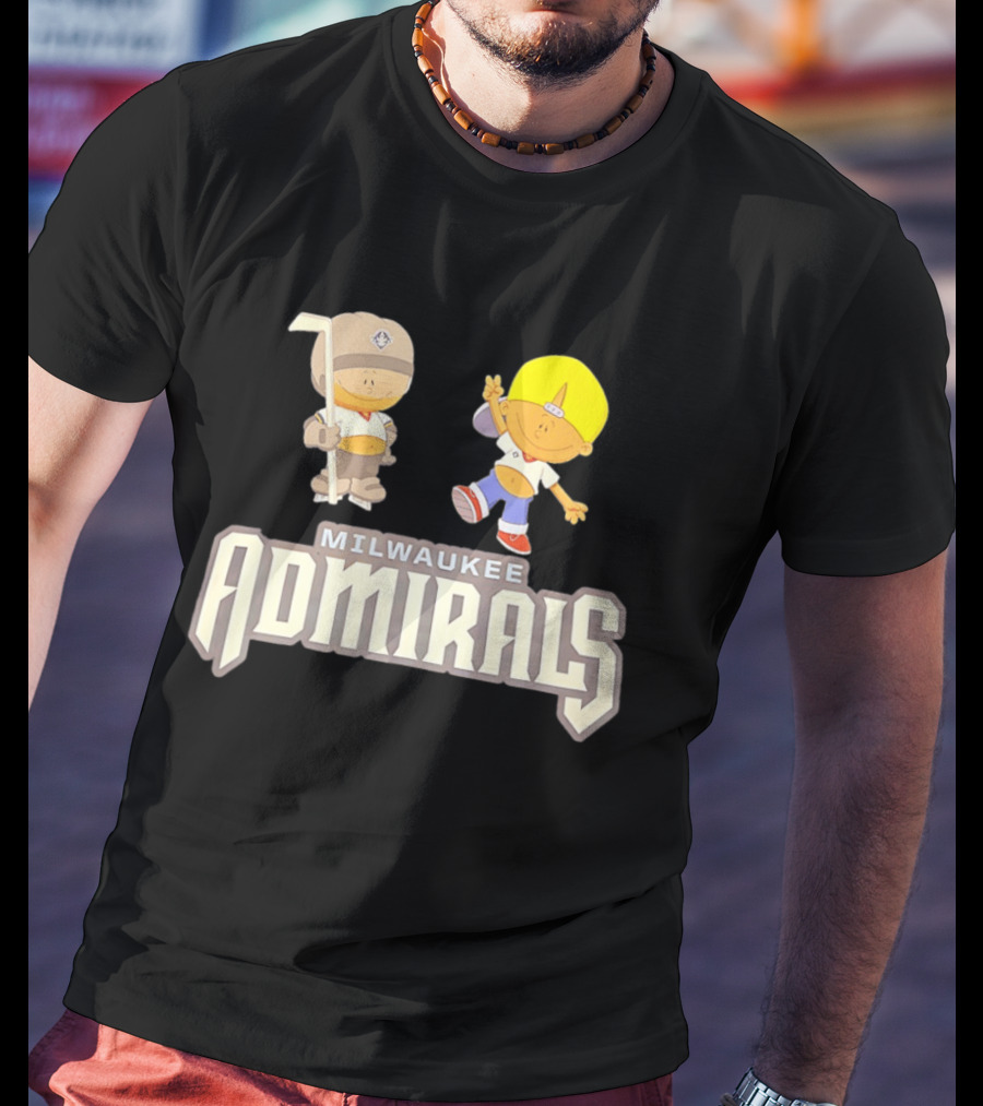 Milwaukee Admirals Cartoon Characters Hockey Kids T-Shirt