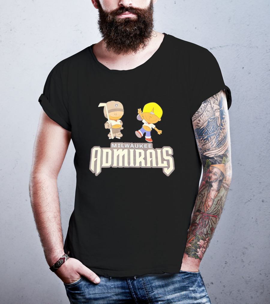 Milwaukee Admirals Cartoon Characters Hockey Kids T-Shirt