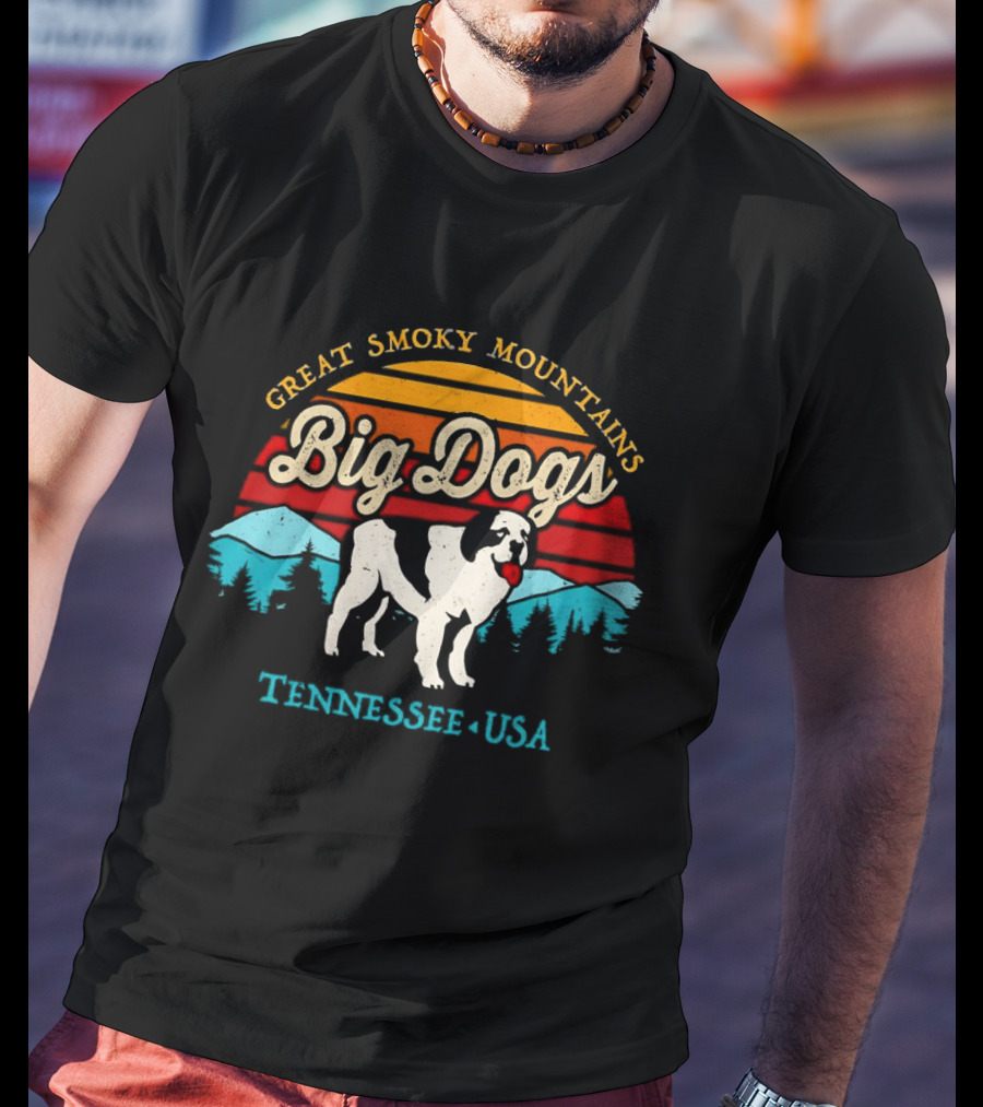 Great Smoky Mountains Big Dogs Tennessee USA Sunset Dog T-Shirt