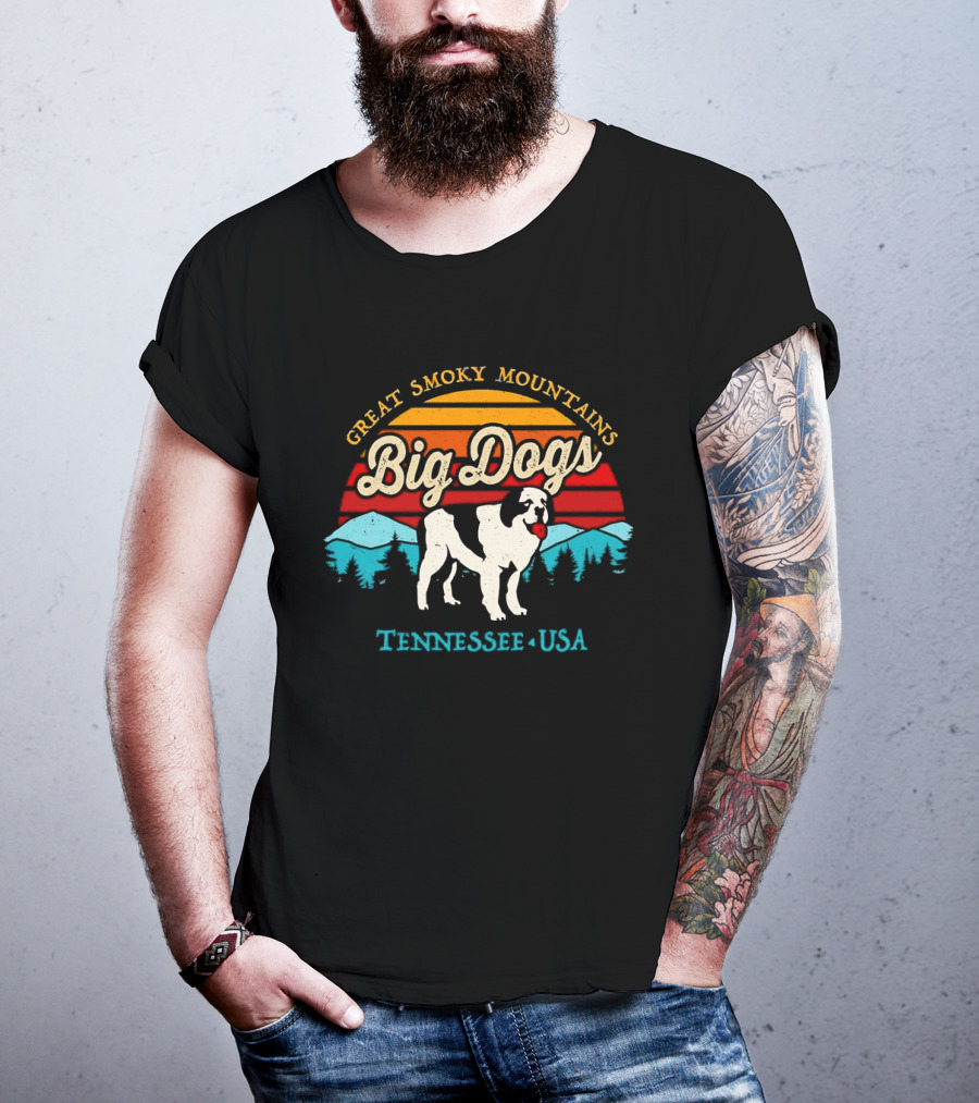 Great Smoky Mountains Big Dogs Tennessee USA Sunset Dog T-Shirt