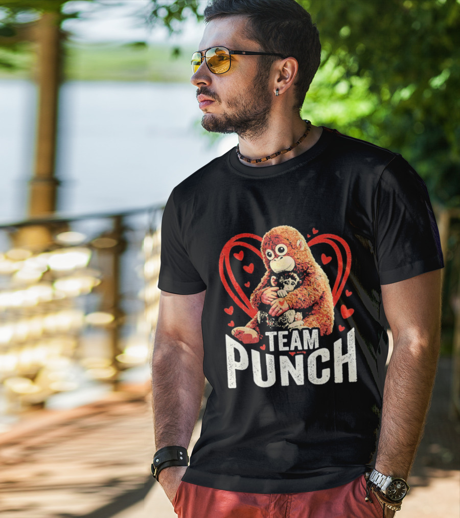 Team Punch Monkey Heart Loving Hug T-Shirt