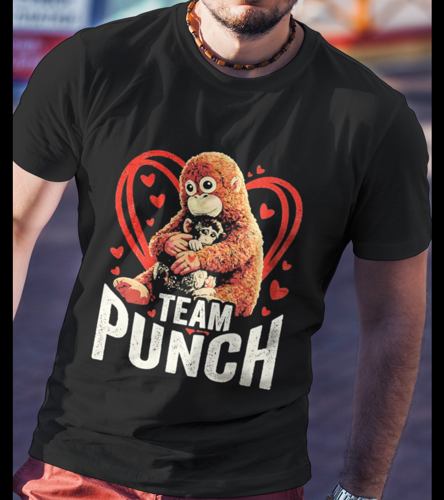 Team Punch Monkey Heart Loving Hug T-Shirt