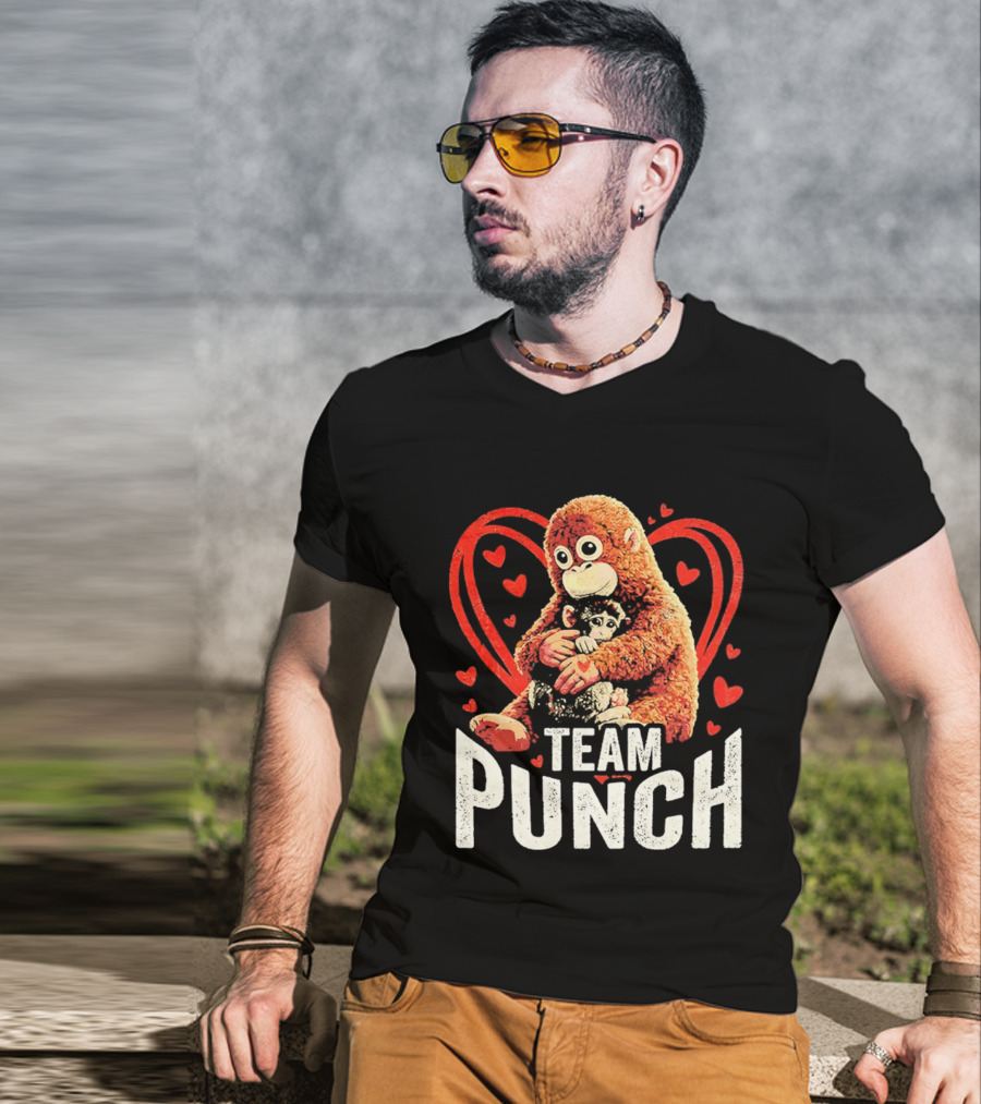 Team Punch Monkey Heart Loving Hug T-Shirt