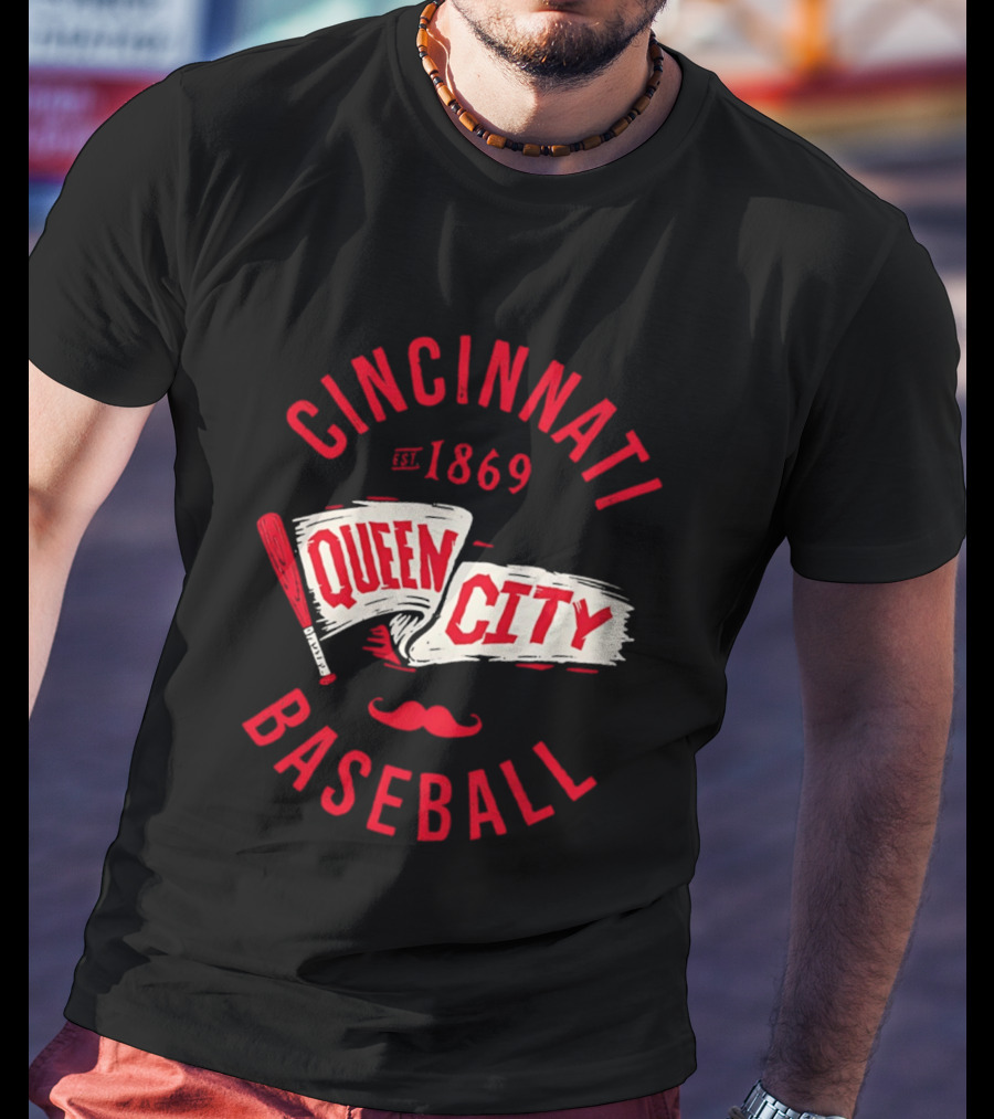 Cincinnati Queen City Baseball Est. 1869 Grunge Pennant T-Shirt