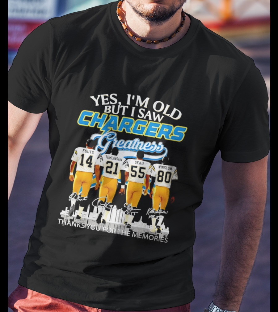 Yes I'm Old But I Saw Chargers Greatness Thank You For The Memories City Skyline T-Shirt