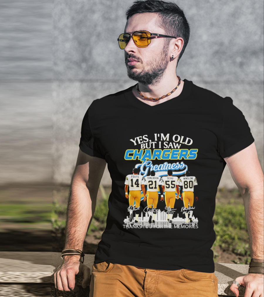 Yes I'm Old But I Saw Chargers Greatness Thank You For The Memories City Skyline T-Shirt