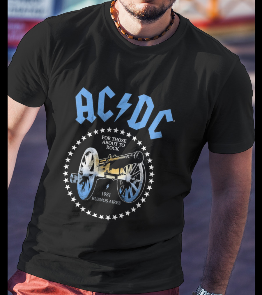 AC DC Argentina PWR Up World Tour 2026 Estadio River Plate Buenos Aires March 23 27 31 We Salute You Rock Por Todos Juegos 1981 T-Shirt