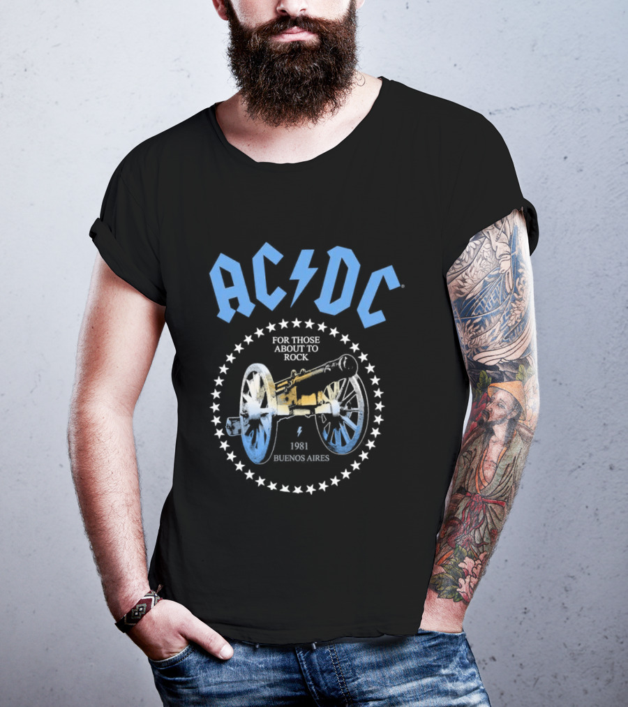 AC DC Argentina PWR Up World Tour 2026 Estadio River Plate Buenos Aires March 23 27 31 We Salute You Rock Por Todos Juegos 1981 T-Shirt