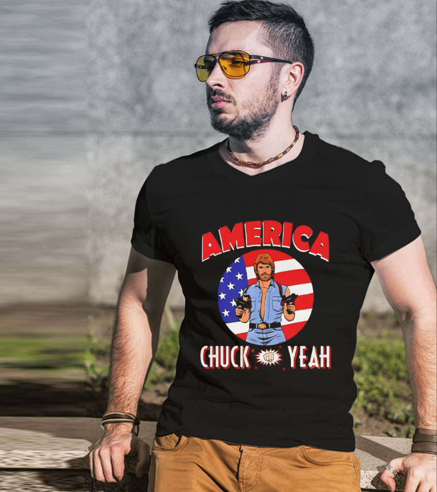America Chuck Yeah Chuck Norris USA Flag T-Shirt