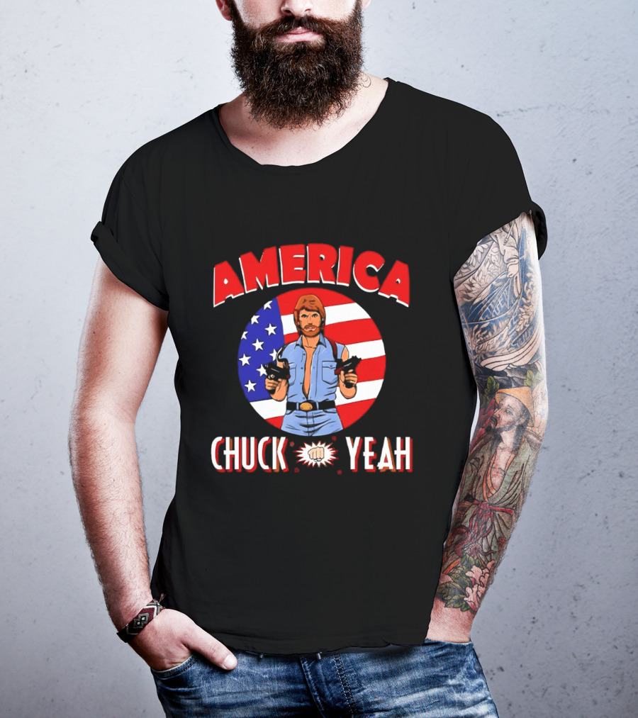 America Chuck Yeah Chuck Norris USA Flag T-Shirt