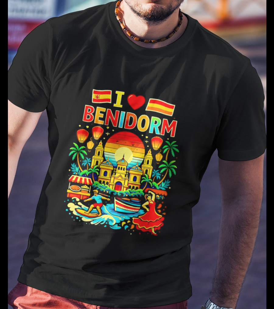 I Love Benidorm Spain Beach And Flamenco Celebration T-Shirt