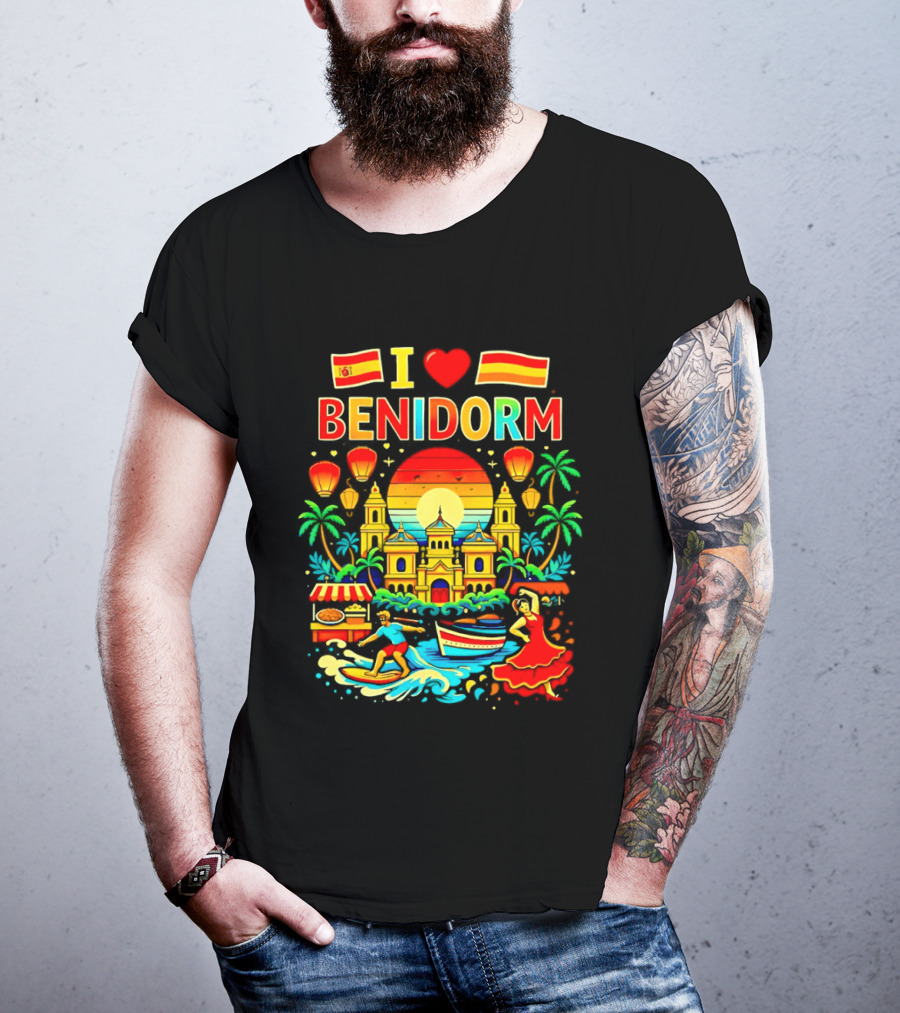 I Love Benidorm Spain Beach And Flamenco Celebration T-Shirt
