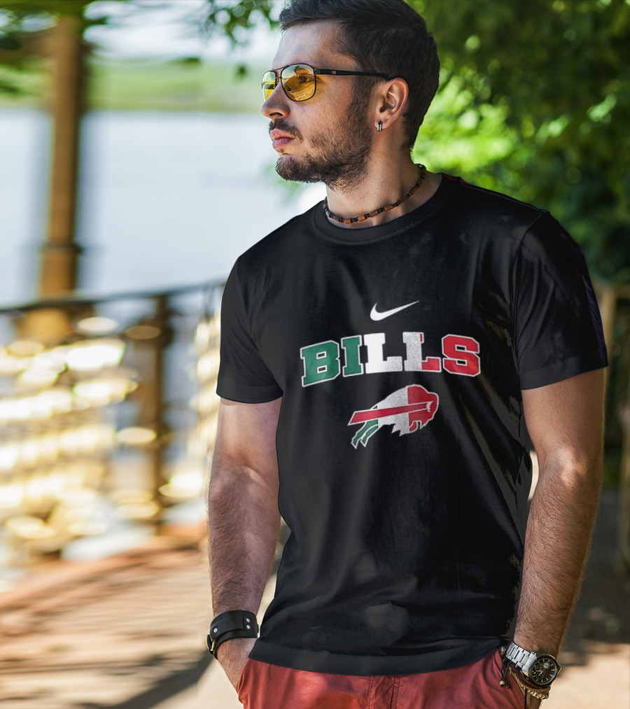 Nike Buffalo Bills Italia Green White Red Football Fan T-Shirt