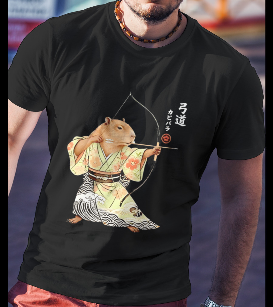 Capybara Kyudo Samurai Archery Japanese Animal T-Shirt