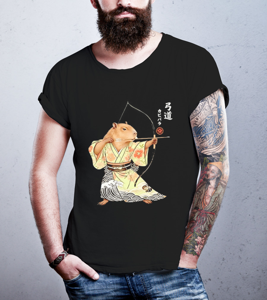 Capybara Kyudo Samurai Archery Japanese Animal T-Shirt