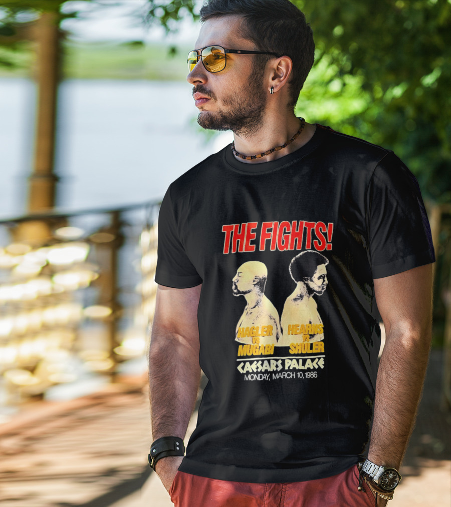 The Fights Hagler Vs Abi Hearns Vs Shuler Caesars Palace 1986 T-Shirt