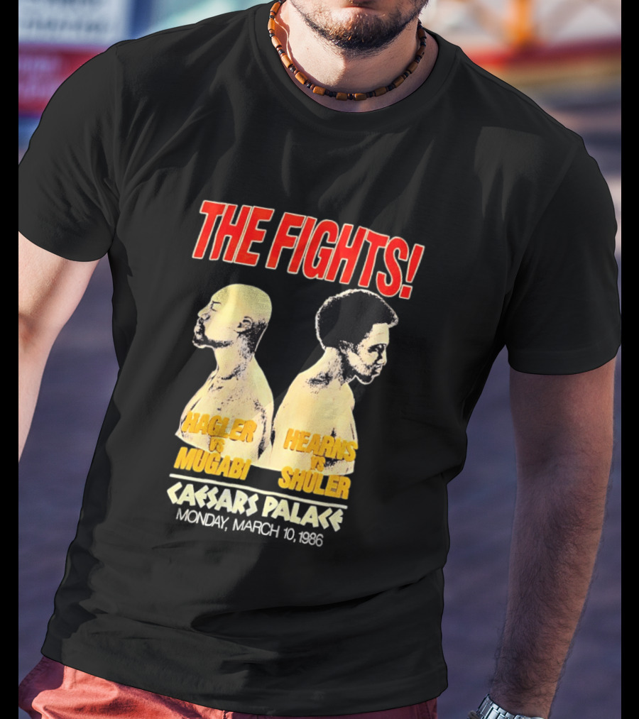 The Fights Hagler Vs Abi Hearns Vs Shuler Caesars Palace 1986 T-Shirt