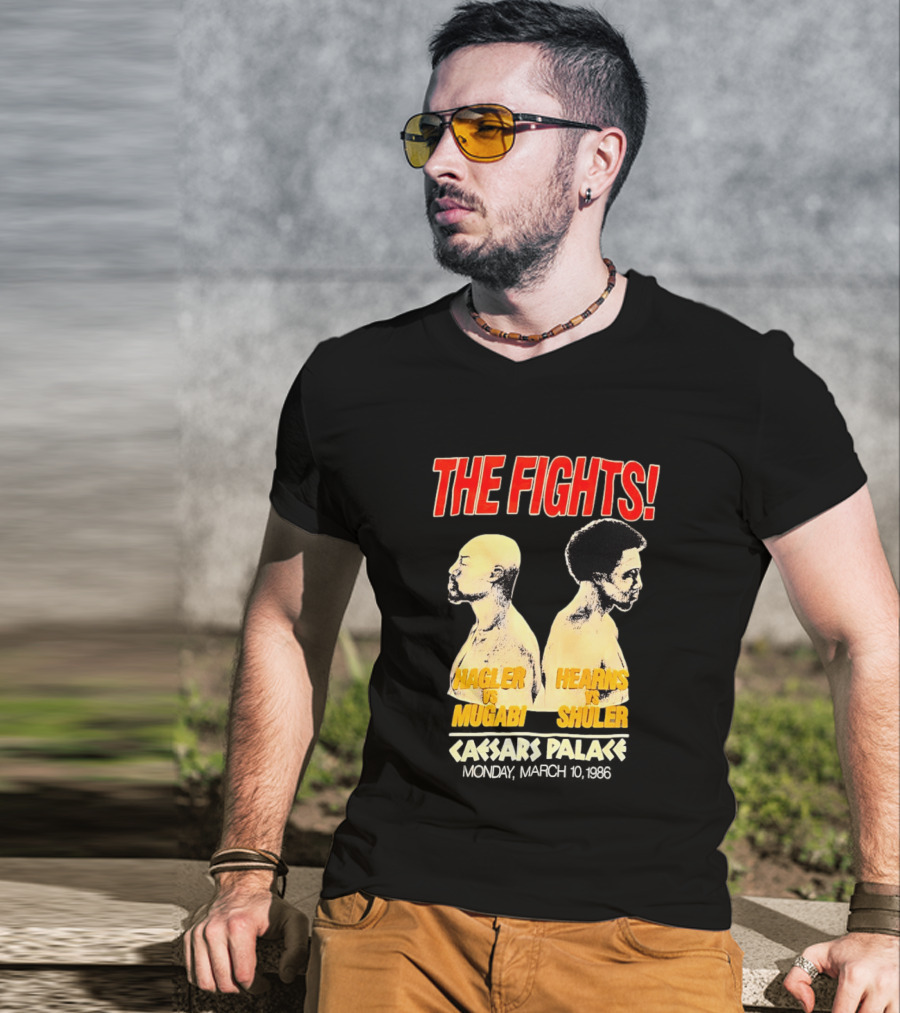The Fights Hagler Vs Abi Hearns Vs Shuler Caesars Palace 1986 T-Shirt