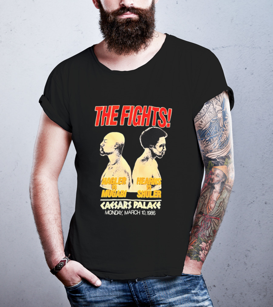 The Fights Hagler Vs Abi Hearns Vs Shuler Caesars Palace 1986 T-Shirt
