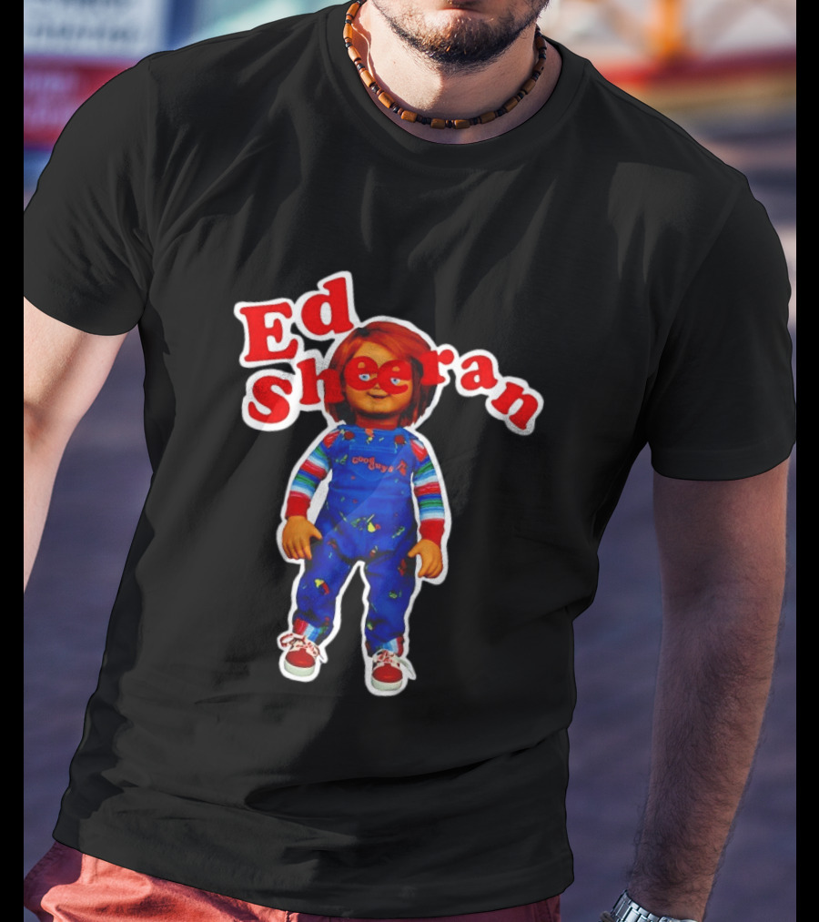 Ed Sheeran Chucky Doll Red Hair Suspender Outfit T-Shirt