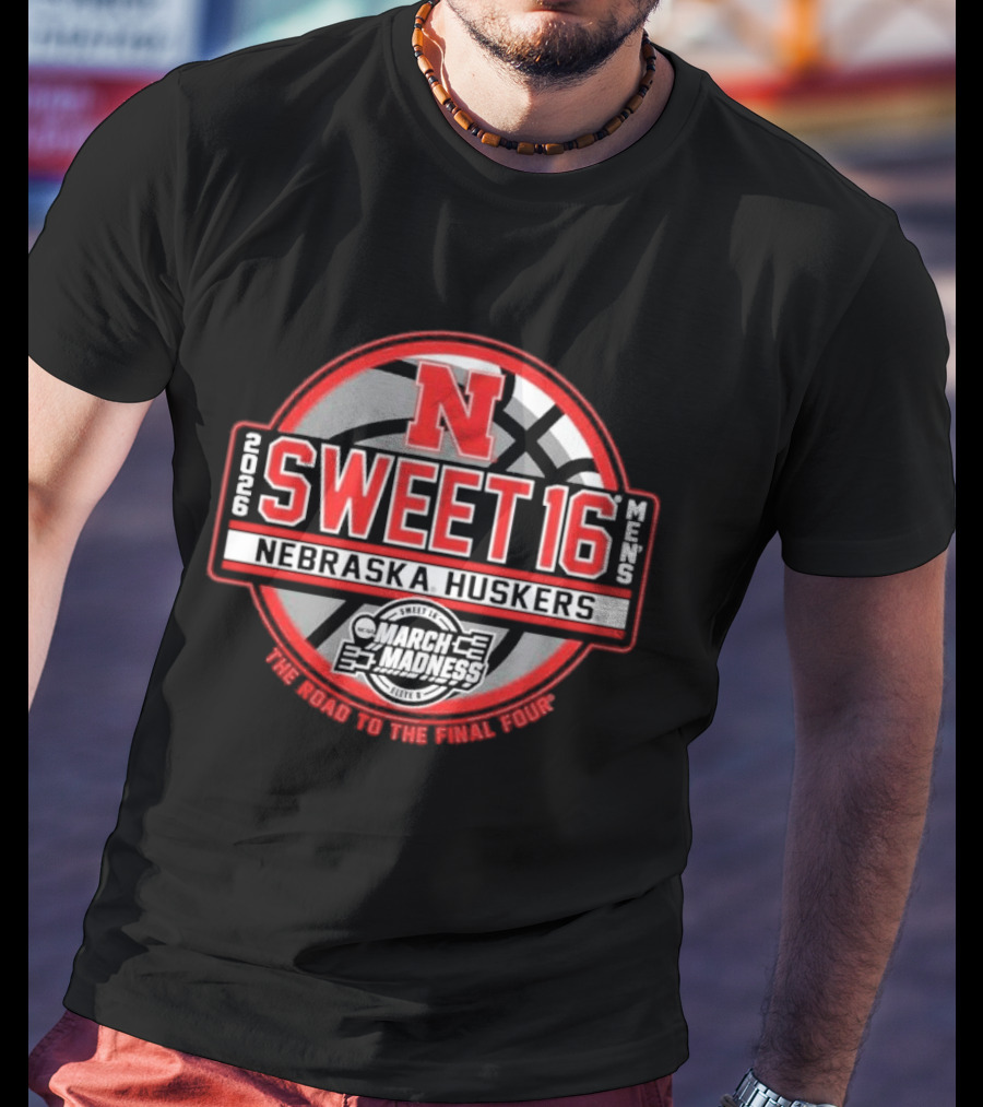 Nebraska Huskers Sweet 16 March Madness Men's Basketball Road To Final Four 2026 T-Shirt