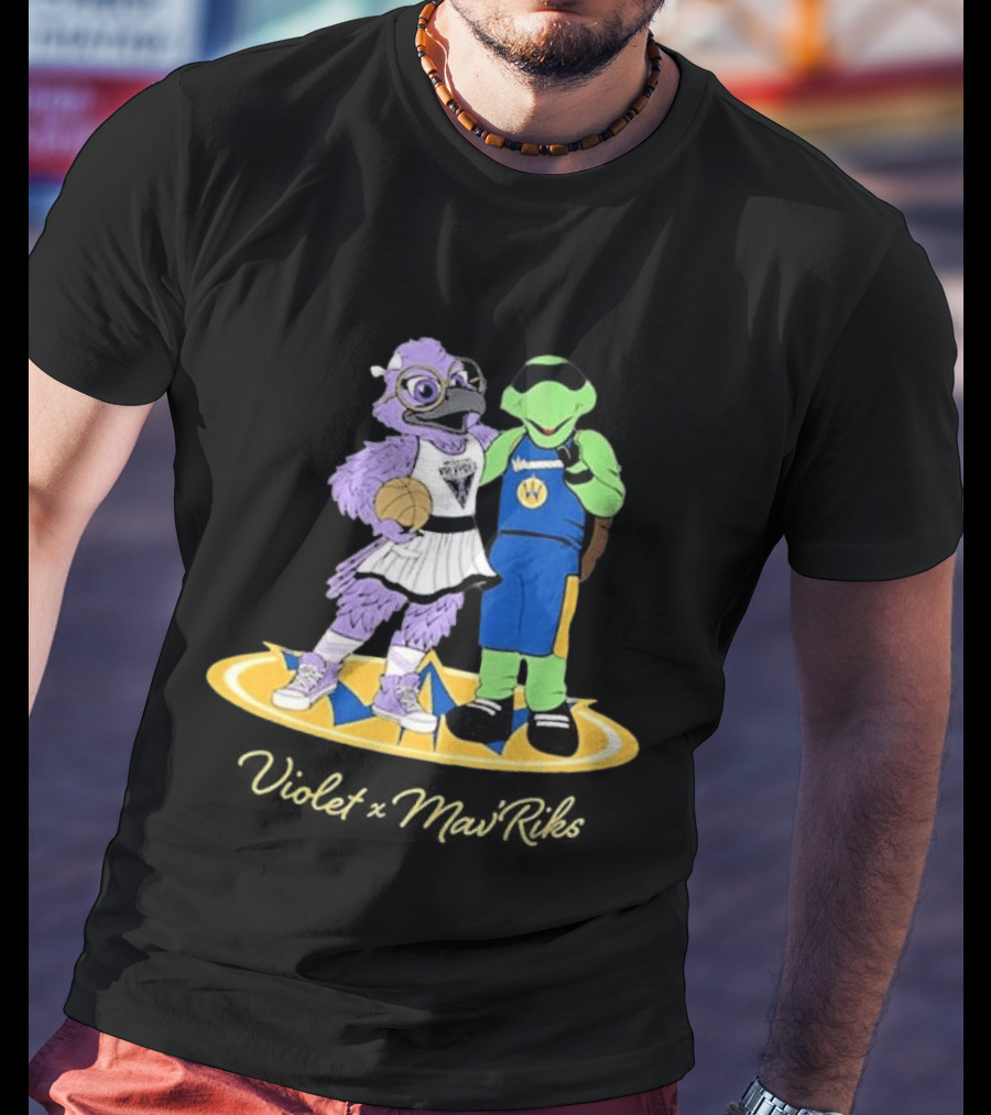 Violet Mavericks Giveaway 2026 Basketball Bird And Turtle Mascots T-Shirt