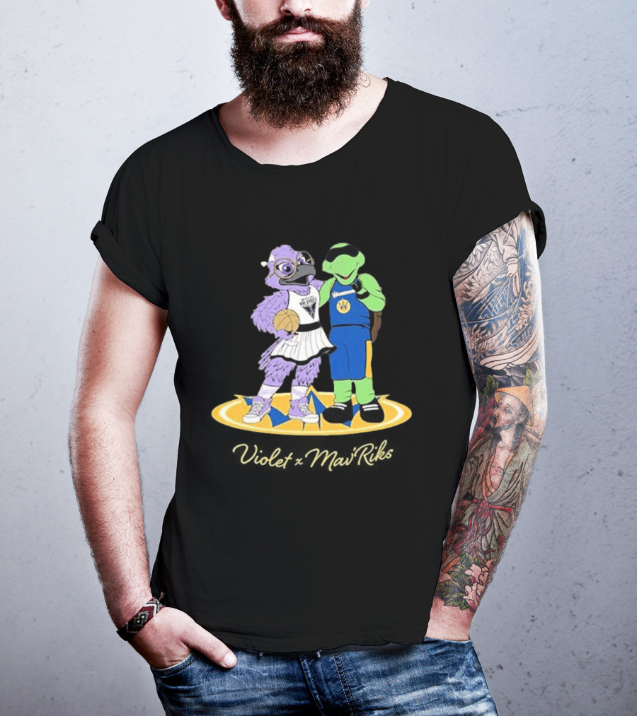 Violet Mavericks Giveaway 2026 Basketball Bird And Turtle Mascots T-Shirt