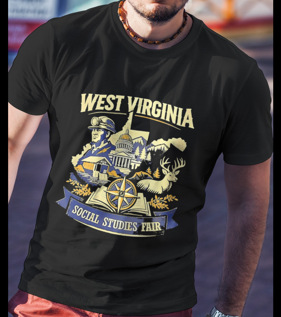 West Virginia Social Studies Fair Explorer Heritage Compass Deer Event T-Shirt