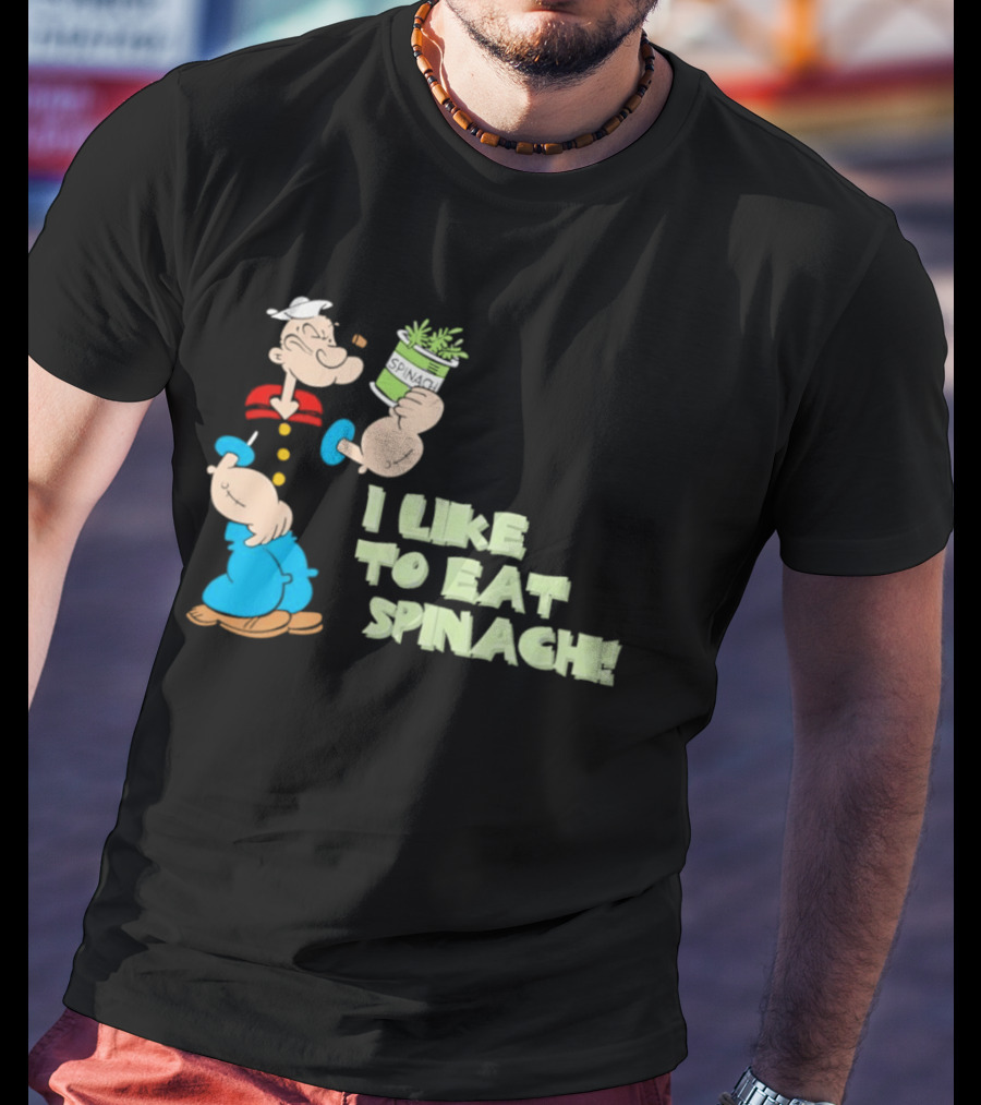 Popeye I Like To Eat Spinach Cartoon Character Eating Vegetables T-Shirt