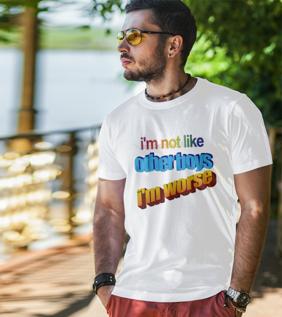 I'm Not Like Other Boys I'm Worse Retro Rainbow T-Shirt